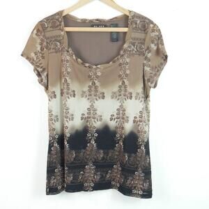 Vintage Y2K Large Mesh Shirt Grunge Brown Moody Floral Whimsigoth Boho Witchy